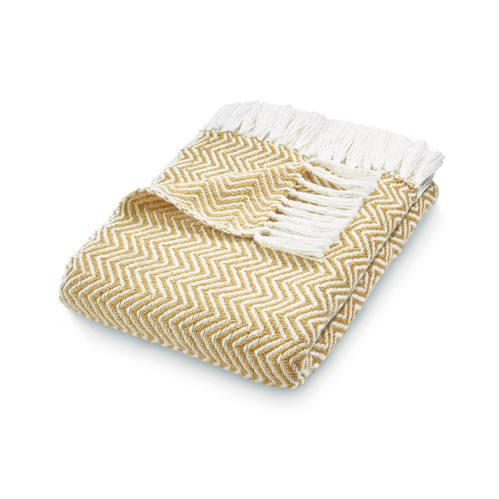 Hug Rug Reversible Woven Herringbone Throw in Gold